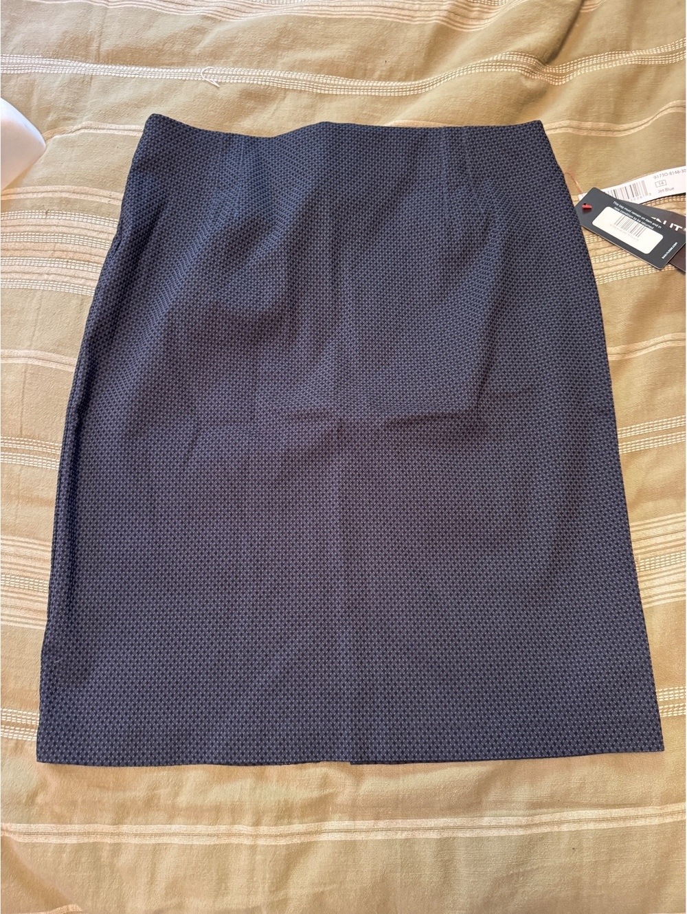Tribal High Waist Pencil Skirt in Navy Blue with Textured Pattern Size 14 NWT